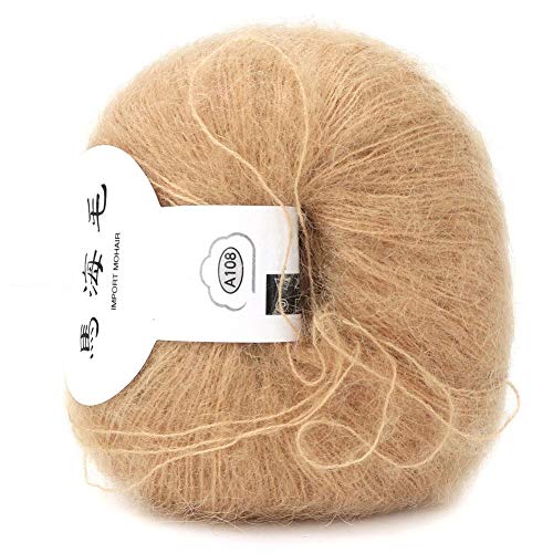 Beliebte mehrfarbige Angora Long Wool Garn Soft Mohair Pashm Strickfaden zum Weben von Schals(Khaki) von Oumefar