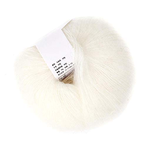 Beliebte mehrfarbige Angora Long Wool Garn Soft Mohair Pashm Strickfaden zum Weben von Schals(Weiß) von Oumefar