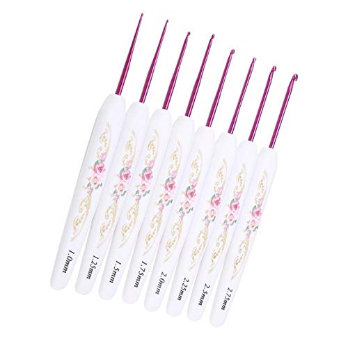 Häkelnadel Set Häkelset mit Blumendruck Stricknadel Werkzeuge Aluminiumhaken Garnhaken mit weichen Griffen 8 PCS Weben zum Stricken häkeln & stricken häkelset für anfänger von Oumefar