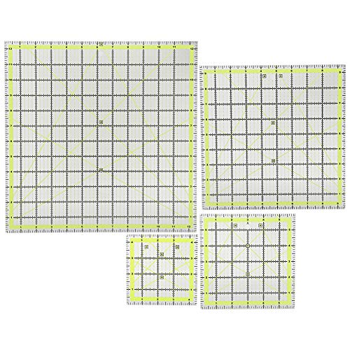 Oumefar 4 Stück Quilting Lineal Doppelfarbe Quilting Lineal Patchwork Garment Tailor Inch Scale Angle Acryl Double Color Grid von Oumefar