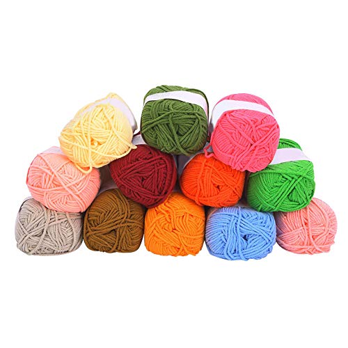 Strickgarn, 12 Farben, klassisches Garn, für Erwachsene oder Babys, sehr weich, für jedes Strick- und Häkelprojekt von Oumefar