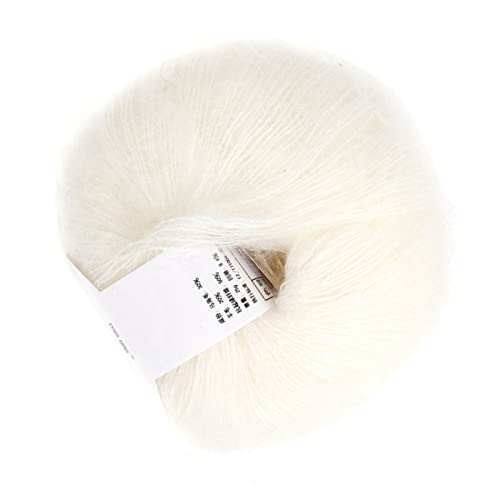 Weiches Mohair-Wollstrickgarn Warmes Angora-Langwollgarn mit Häkelarbeit zum Stricken von Schals Sweater Crafts mohair wolle zum stricke(01 white) von Oumefar