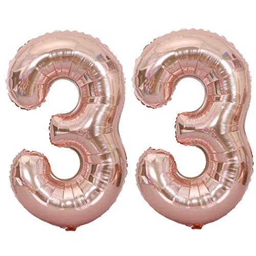 40 Zoll Luftballons Zahl 33 Rose Gold, Nummer 33 Luftballon Rosegold frau Luftballons 33. Geburtstag deko frauen Folienballon 33 Rose Gold 33 Ballons Große, Riese Heliumfolie Ballon 33 (number 33) von Oumezon