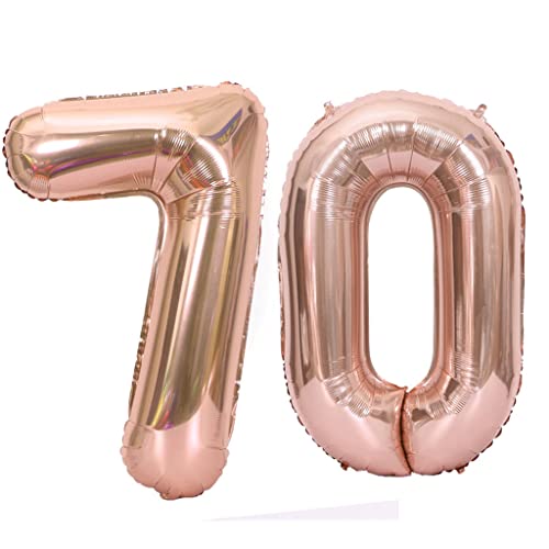 40 Zoll Luftballons Zahl 70 Rose Gold,Nummer 70 Luftballon Rosegold frau Luftballons 70. Geburtstag deko frauen damen Folienballon 70 Rose Gold 70 Ballons Große,Riese Heliumfolie Ballon 70(number 70) von Oumezon