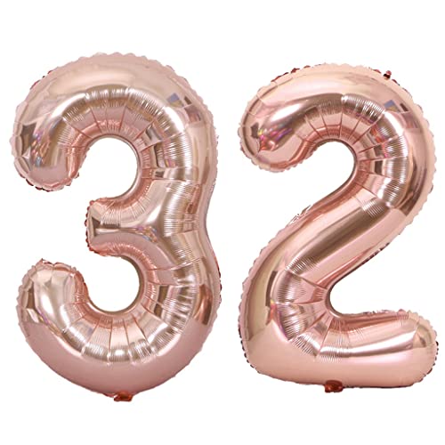 40 Zoll Luftballons Zahl 32 Rose Gold, Nummer 32 Luftballon Rosegold frau Luftballons 32. Geburtstag deko frauen Folienballon 32 Rose Gold 32 Ballons Große, Riese Heliumfolie Ballon 32 (number 32) von Oumezon