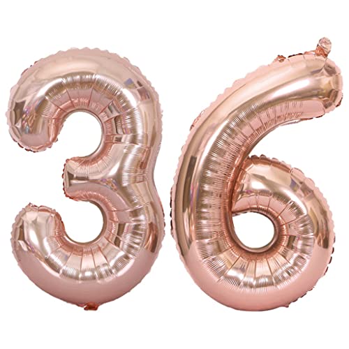 40 Zoll Luftballons Zahl 36 Rose Gold,Nummer 36 Luftballon Rosegold frau Luftballons 36. Geburtstag deko frauen damen Folienballon 36 Rose Gold 36 Ballons Große,Riese Heliumfolie Ballon 36(number 36) von Oumezon