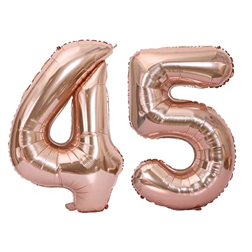 40 Zoll Luftballons Zahl 45 Rose Gold,Nummer 45 Luftballon Rosegold frau Luftballons 45. Geburtstag deko frauen damen Folienballon 45 Rose Gold 45 Ballons Große,Riese Heliumfolie Ballon 45(number 45) von Oumezon