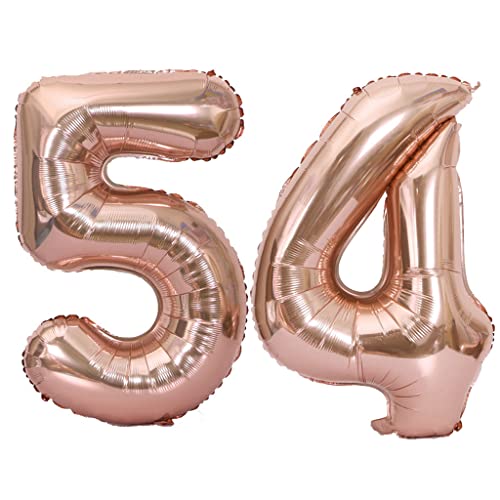 40 Zoll Luftballons Zahl 54 Rose Gold,Nummer 54 Luftballon Rosegold frau Luftballons 54. Geburtstag deko frauen Folienballon 54 Rose Gold 54 Ballons Große,Riese Heliumfolie Ballon 54 (number 54) von Oumezon