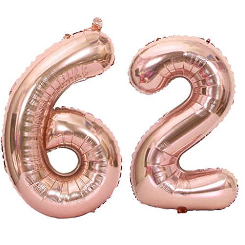 40 Zoll Luftballons Zahl 62 Rose Gold,Nummer 62 Luftballon Rosegold frau Luftballons 62. Geburtstag deko frauen damen Folienballon 62 Rose Gold 62 Ballons Große,Riese Heliumfolie Ballon 62(number 62) von Oumezon