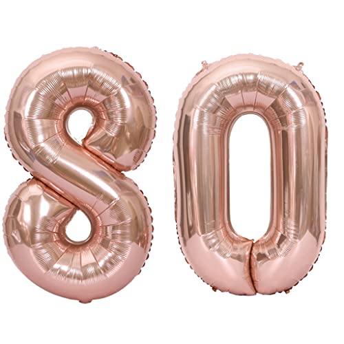 40 Zoll Luftballons Zahl 80 Rose Gold,Nummer 80 Luftballon Rosegold frau Luftballons 80. Geburtstag deko frauen damen Folienballon 80 Rose Gold 80 Ballons Große,Riese Heliumfolie Ballon 80(number 80) von Oumezon