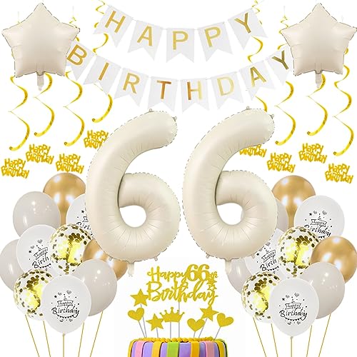 66. Geburtstag Deko Für Frauen Und Männer - Beige Gold Ballon Luftballon Set - Geburtstagsdeko Für 66 Jahre 66. Geburtstag Deko Für Frauen Und Männer - Beige Gold Ballon Luftballon Set - Geburtstagsdeko Für 66 Jahre von Oumezon