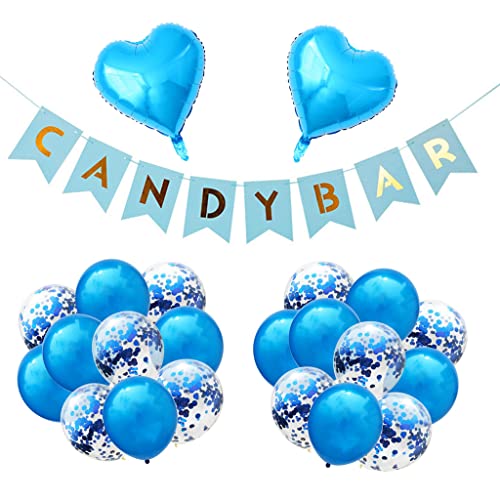 Candy Bar Dekoration Zubehör Blau Luftballons Candybar Girlande Banner Blau Candybar Papier Banner Dekoration Blau ballons für Hochzeit Party Weihnachten Geburtstag Decor Event Supplies von Oumezon