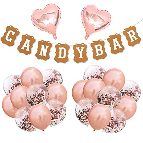 Candy Bar Dekoration Zubehör Rosegold Luftballons Candybar Girlande Banner Candybar Papier Banner Dekoration Rosegold ballons für Hochzeit Party Weihnachten Geburtstag Decor von Oumezon