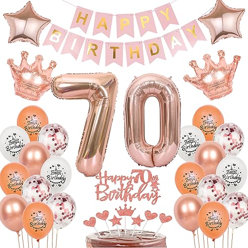 Deko 70. Geburtstag Frauen Tortendeko 70 Geburtstag Frauen Deko luftballon 70. Geburtstag deko Frauen Rosegold geburtstagsdeko 70 jahre dekoration Frauen ballon 70. geburtstag Frau rosegold von Oumezon