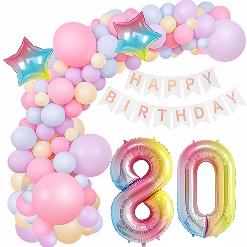 Deko 80. Geburtstag Frau Pastell Ballon Bogen 80 Geburtstag Frau Deko Macaron Ballons Geburtstagsdeko 80 Jahr Luftballons Pastell Luftballon 80. Geburtstag Rosa Ballons Macaron 80. Frau von Oumezon