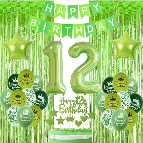 Luftballon 12 Salbeigrün, 12 Jahre Geburtstagsparty Dekoration Grün, Geburtstagsdeko 12 Jahre Jungen, Grün 12. Mädchen Geburtstag Deko, Luftballon 12. Geburtstag Grün, 12 Party Dekoration Ballon von Oumezon