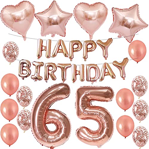 Luftballon 65. Geburtstag deko frau Rosegold Folienballon 65 jahre Geburtstag dekoration frauen Happy Birthday 65 Geburtstag deko frauen RoseGold Geburtstagsdeko 65 Jahre Geburtstag Deko frau(65) von Oumezon