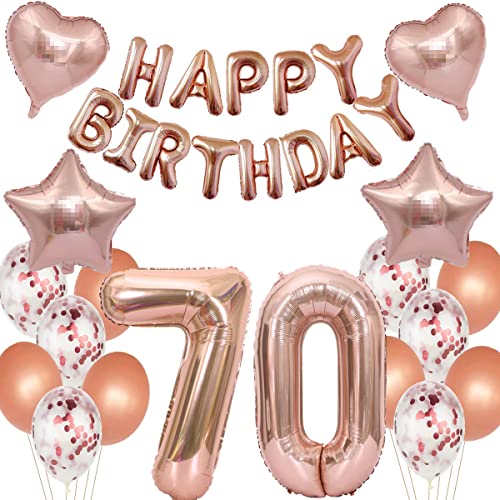 Luftballon 70. Geburtstag deko frau Rosegold Folienballon 70 jahre Geburtstag dekoration frauen Happy Birthday 70 Geburtstag deko frauen RoseGold Geburtstagsdeko 70 Jahre Geburtstag Deko frau(70) von Oumezon