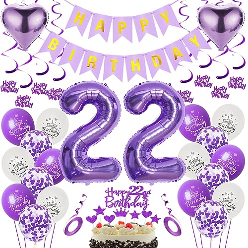 Luftballons 22. Geburtstag Dekoration Lila 22. Geburtstag Deko Frauen Lila Folienballon 22 Jahre Geburtstag Ballon 22.Geburtstag Deko Lila Frau 22 Geburtstag Lila Deko 22. Lila Tortendeko von Oumezon