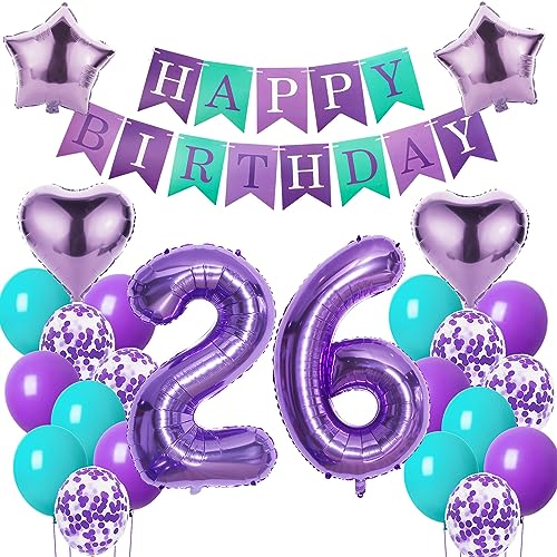 Luftballons 26. Geburtstag Frauen deko Lila Geburtstagsdeko 26 jahre Frauen Geburtstag dekoration 26 Happy Birthday deko 26. Geburtstag Frauen lila Folienballon 26 Geburtstag Frau ballon lila von Oumezon