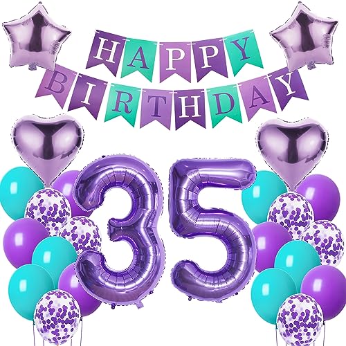 Luftballons 35. Geburtstag Frauen deko Lila Geburtstagsdeko 35 jahre Frauen Geburtstag dekoration 35 Happy Birthday deko 35. Geburtstag Frauen lila Folienballon 35 Geburtstag Frau ballon lila von Oumezon