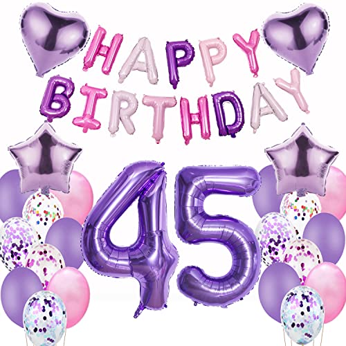 Luftballons 45. Geburtstag deko frauen Lila Folienballon 45 jahre Geburtstag dekoration frau Happy Birthday 45 Geburtstag deko mädchen lila ballon 45 Geburtstagsdeko 45 Geburtstag frauen deko von Oumezon