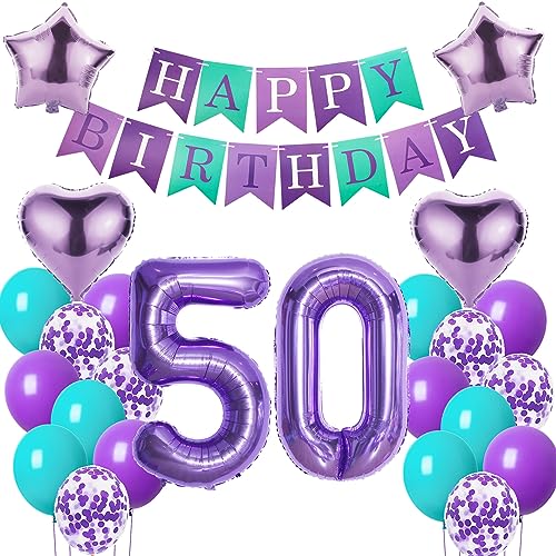 Luftballons 50. Geburtstag Frauen deko Lila Geburtstagsdeko 50 jahre Frauen Geburtstag dekoration 50 Happy Birthday deko 50. Geburtstag Frauen lila Folienballon 50 Geburtstag Frau ballon lila von Oumezon