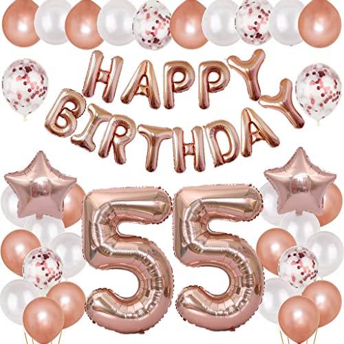 Luftballons 55. Geburtstag deko frau Rosegold Folienballon 55 jahre Geburtstag dekoration frauen Happy Birthday 55 Geburtstag deko frau Rosegold ballon 55 Geburtstagsdeko 55 Geburtstag frau deko von Oumezon