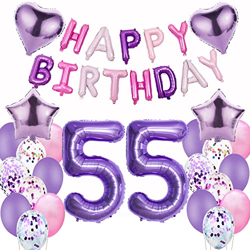 Luftballons 55. Geburtstag deko frauen Lila Folienballon 55 jahre Geburtstag dekoration frau Happy Birthday 55 Geburtstag deko mädchen lila ballon 55 Geburtstagsdeko 55 Geburtstag frauen deko von Oumezon