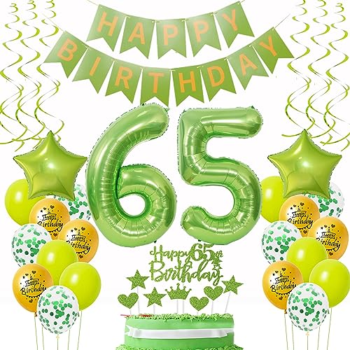 Luftballons 65. Geburtstag Deko Frauen Mann Grün Gold, Geburtstagsdeko 65 Mann happy birthday 65 jahre Männer dekoration Grün Gold Tortendeko 65. Geburtstag Mann ballons 65 Geburtstag Mann von Oumezon