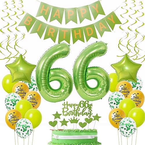 Luftballons 66. Geburtstag Deko Frauen Mann Grün Gold, Geburtstagsdeko 66 Mann happy birthday 66 jahre Männer dekoration Grün Gold Tortendeko 66. Geburtstag Mann ballons 66 Geburtstag Mann von Oumezon