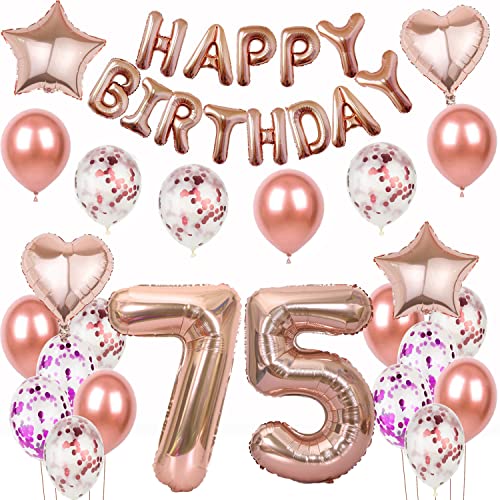 Luftballons 75.geburtstag deko frau rosegold folienballon 75 jahre geburtstag dekoration frau mädchen happy birthday 75 geburtstag deko frauen rosegold geburtstagsdeko 75 geburtstag frauen Deko(75) von Oumezon