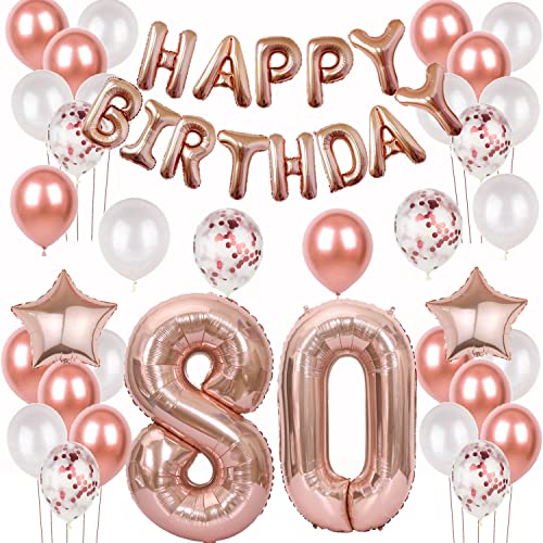 Luftballons 80. Geburtstag deko frau Rosegold Folienballon 80 jahre Geburtstag dekoration frauen Happy Birthday 80 Geburtstag deko frau Rosegold ballon 80 Geburtstagsdeko 80 Geburtstag frau deko von Oumezon