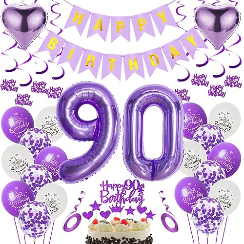 Luftballons 90. Geburtstag Dekoration Lila 90. Geburtstag Deko Frauen Lila Folienballon 90 Jahre Geburtstag Ballon 90.Geburtstag Deko Lila Frau 90 Geburtstag Lila Deko 90. Lila Tortendeko von Oumezon