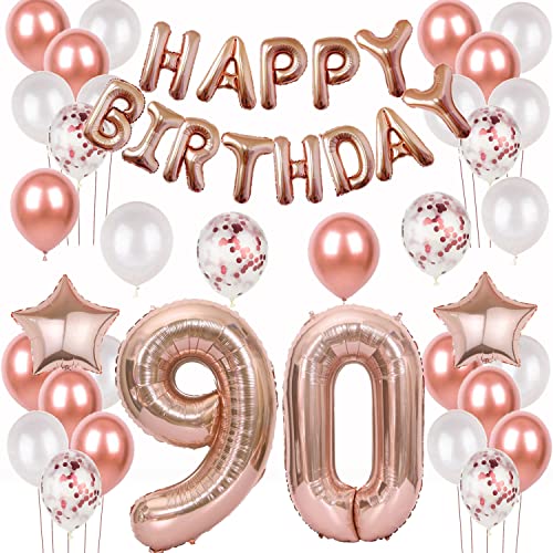 Luftballons 90. Geburtstag deko frau Rosegold Folienballon 90 jahre Geburtstag dekoration frauen Happy Birthday 90 Geburtstag deko frau Rosegold ballon 90 Geburtstagsdeko 90 Geburtstag frau deko von Oumezon