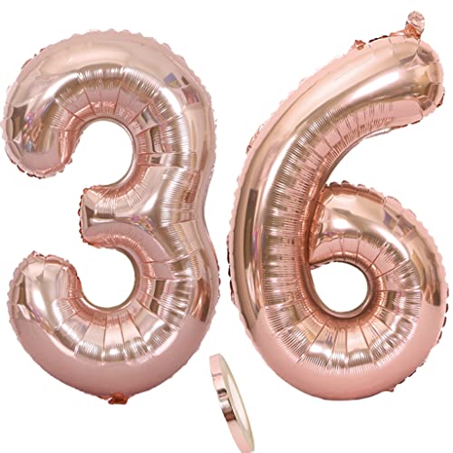 Luftballons Zahl 36 rosegold Nummer 36 Luftballon 36 Rosegold Folienballon 36. Geburtstag deko frauen, 32 Zoll Große Ballon Zahl 36 Riese Heliumfolie 36 jahre Geburtstag deko frau damen von Oumezon