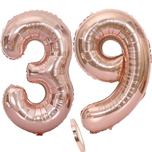 Luftballons Zahl 39 rosegold Nummer 39 Luftballon 39 Rosegold Folienballon 39. Geburtstag deko frauen, 32 Zoll Große Ballon Zahl 39 Riese Heliumfolie 39 jahre Geburtstag deko frau damen von Oumezon