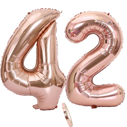 Luftballons Zahl 42 rosegold Nummer 42 Luftballon 42 Rosegold Folienballon 42. Geburtstag deko frauen, 32 Zoll Große Ballon Zahl 42 Riese Heliumfolie 42 jahre Geburtstag deko frau damen von Oumezon