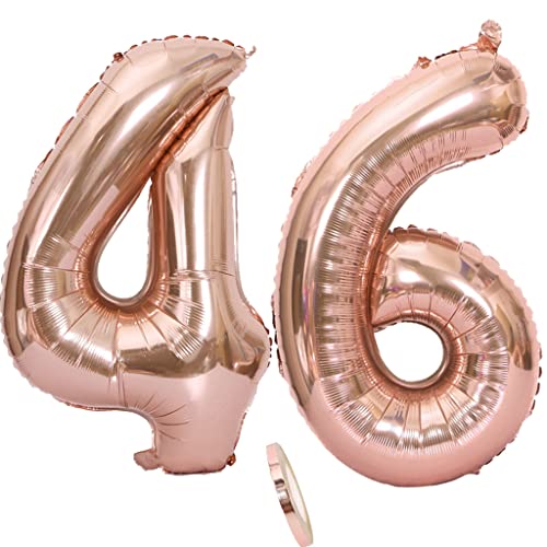 Luftballons Zahl 46 rosegold Nummer 46 Luftballon 46 Rosegold Folienballon 46. Geburtstag deko frauen, 32 Zoll Große Ballon Zahl 46 Riese Heliumfolie 46 jahre Geburtstag deko frau damen von Oumezon