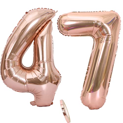 Luftballons Zahl 47 rosegold Nummer 47 Luftballon 47 Rosegold Folienballon 47. Geburtstag deko frauen, 32 Zoll Große Ballon Zahl 47 Riese Heliumfolie 47 jahre Geburtstag deko frau damen von Oumezon