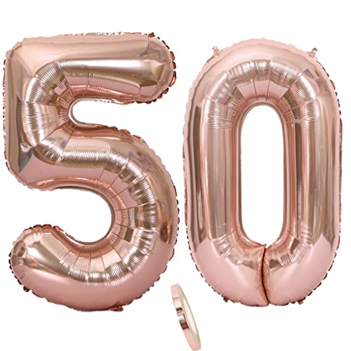 Luftballons Zahl 50 rosegold Nummer 50 Luftballon 50 Rosegold Folienballon 50. Geburtstag deko frauen, 32 Zoll Große Ballon Zahl 50 Riese Heliumfolie 50 jahre Geburtstag deko frau damen von Oumezon