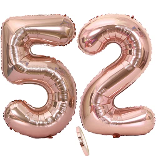 Luftballons Zahl 52 rosegold Nummer 52 Luftballon 52 Rosegold Folienballon 52. Geburtstag deko frauen, 32 Zoll Große Ballon Zahl 52 Riese Heliumfolie 52 jahre Geburtstag deko frau damen von Oumezon