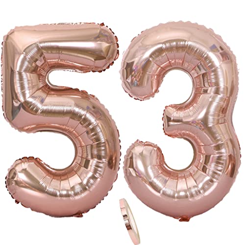 Luftballons Zahl 53 rosegold Nummer 53 Luftballon 53 Rosegold Folienballon 53. Geburtstag deko frauen, 32 Zoll Große Ballon Zahl 53 Riese Heliumfolie 53 jahre Geburtstag deko frau damen von Oumezon