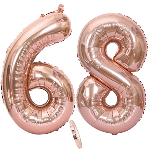 Luftballons Zahl 68 rosegold Nummer 68 Luftballon 68 Rosegold Folienballon 68. Geburtstag deko frauen, 32 Zoll Große Ballon Zahl 68 Riese Heliumfolie 68 jahre Geburtstag deko frau damen von Oumezon