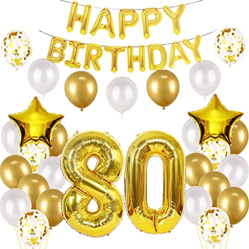 Oumezon 80.Geburtstag Dekoration Luftballons Gold Set,80 Geburtstagsdeko Gold Set mädchen Herren Damen Junge, 80 Geburtstag Dekoration,Happy Birthday Ballon Deko 80 Deko Folienballons Oumezon 80.Geburtstag Dekoration Luftballons Gold Set,80 Geburtstagsdeko Gold Set mädchen Herren Damen Junge, 80 Geburtstag Dekoration,Happy Birthday Ballon Deko 80 Deko Folienballons von Oumezon