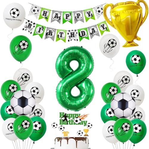 Oumezon Fussball Luftballon 8. Geburtstag Junge Grün Ballon 8 Geburtstag Junge Cake Topper Fußball Geburtstagsdeko 8 Jahr Kindergeburtstag Party Deko 8. Geburtstags Junge Fußball Kuchendeko von Oumezon