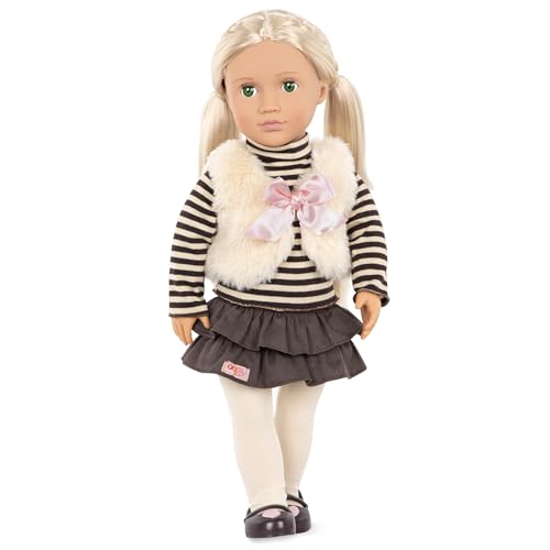 Our Generation – 46 cm Puppe – Blondes Haar & grüne Augen – Puppenkleidung mit Kunstfellweste – Puppenzubehör – Spielzeug für Kinder ab 3 Jahren – Holly von Our Generation