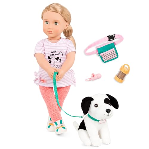 Our Generation 46 cm Puppe & Haustier - Blondes Haar & grüne Augen - Kuscheltier Hund, Puppenzubehör, Spielzeug für Kinder ab 3 Jahren - Hazel von Our Generation