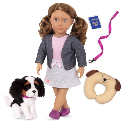 Our Generation 46 cm Puppe & Haustier - Braunes Haar & blaue Augen - mit Plüschtier Puppenzubehör, Spielzeug für Kinder ab 3 Jahren - Maddie von Our Generation