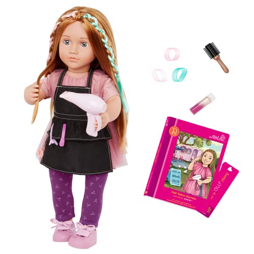 Our Generation Deluxe Haar-Stylistin-Puppe Drew - Bewegliche 46 cm Puppe mit Kleidung, Zubehör - Schürze und Spielzeugessen - Spielzeug ab 3 Jahren von Our Generation